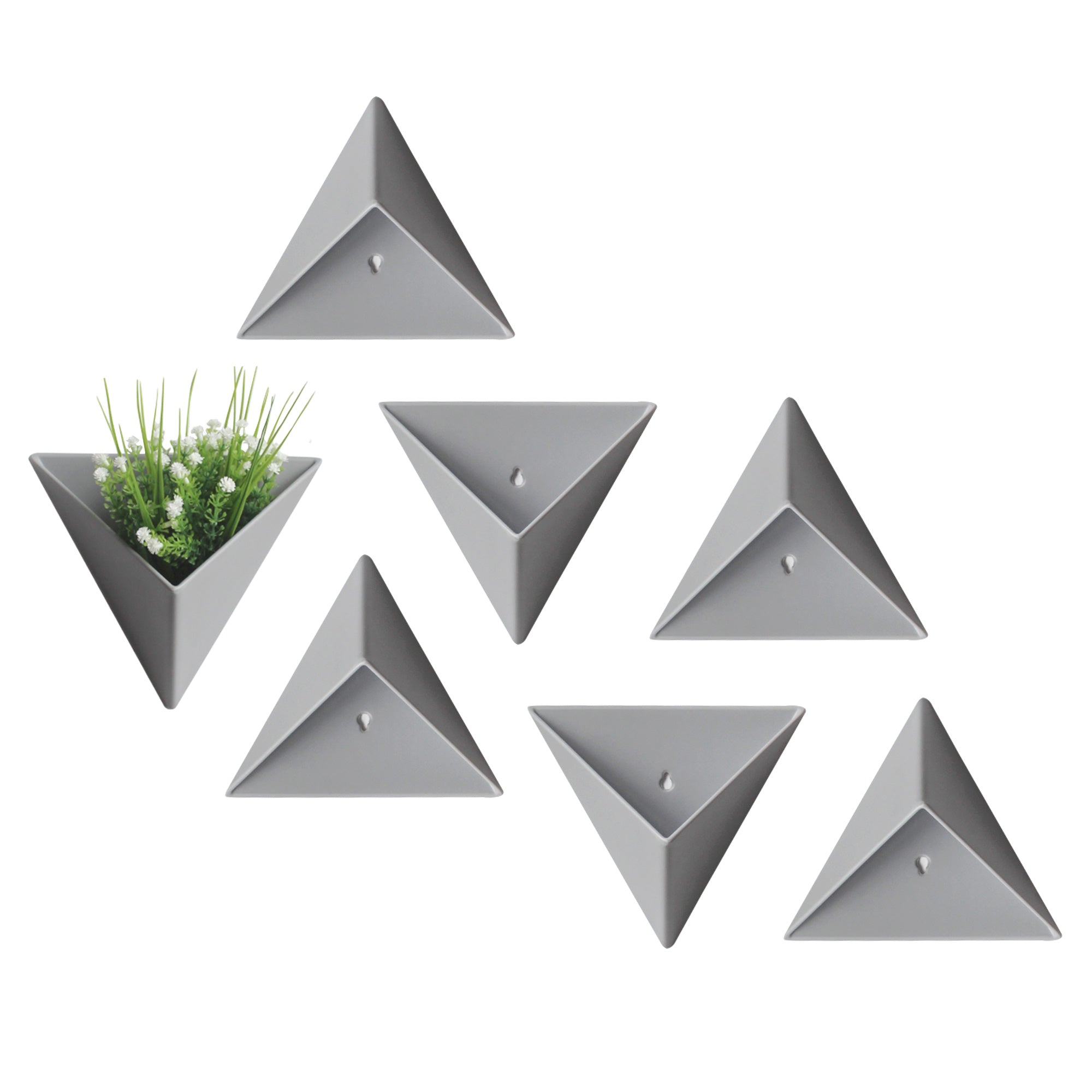 Qssky Set of 7 Wall Planter Imitation Ceramic Geometric Hanging Vases for Indoor and Outdoor Live or Faux Plants, Great Idea for Decor Your Own Modern Vertical Plant Wall Set of 7