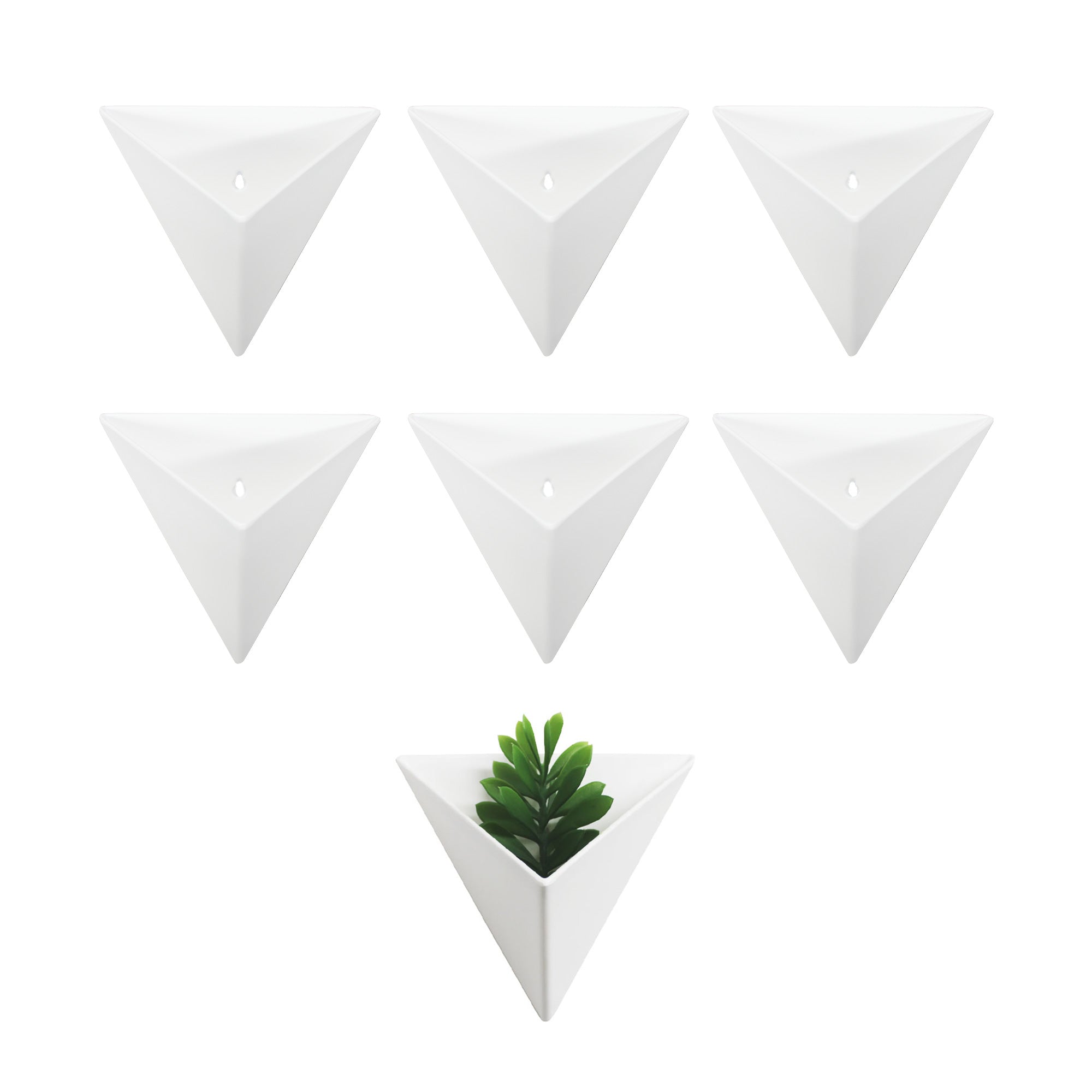 Qssky Set of 7 Wall Planter Imitation Ceramic Geometric Hanging Vases for Indoor and Outdoor Live or Faux Plants, Great Idea for Decor Your Own Modern Vertical Plant Wall Set of 7